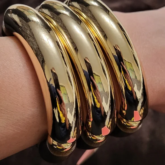 Piper K Set Of 3 Gold and Brown Statement Bracelet with Spherical Embellishments - Picture 5 of 13